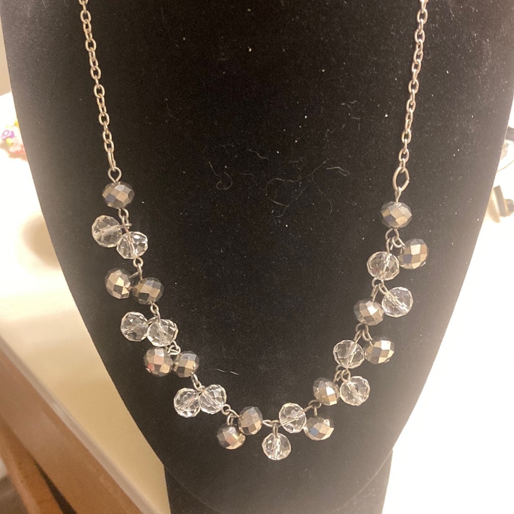 Clear and Silver Bead Necklace